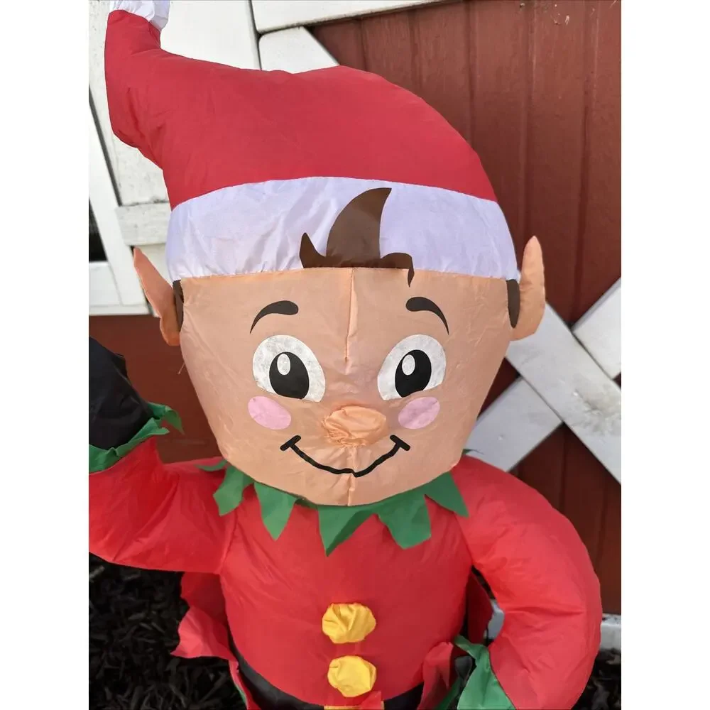 3.5-Foot Inflatable Waving Elf – Festive Greeter for Your Holiday Yard Décor